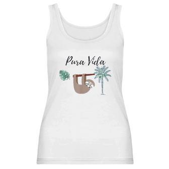 Costa Rica Pura Vida Sloth Palm Tree Women Tank Top | Favorety