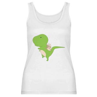 Dinosaur Piggy Backing Sloth Kitty Cat Funny Trex Women Tank Top | Favorety