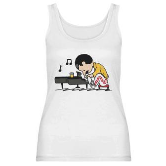 Freddie Mercury Peanuts Playing Piano And Dinking Wine Shirt Women Tank Top | Favorety DE