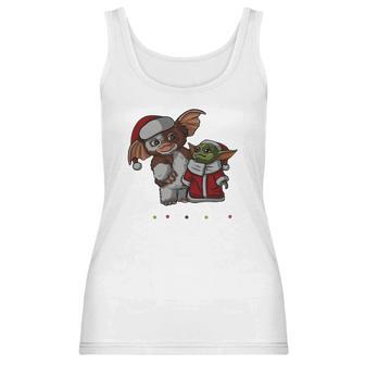 Friends Christmas Baby Yoda And Baby Gizmo Santa Women Tank Top | Favorety