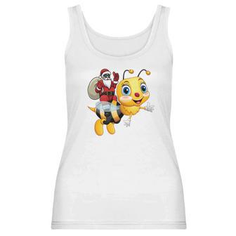 Funny Bee Christmas Santa Riding On Honey Bee Women Tank Top | Favorety UK