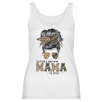 Glitter And Dirt Mama Of Both Leopard Camo Mothers Day Gift Women Tank Top | Favorety AU