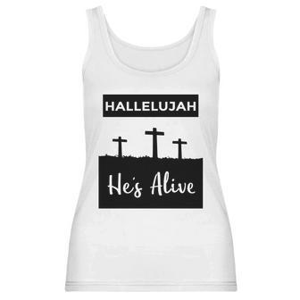 Hallelujah Hes Alive Christian Graphic Easter Women Tank Top | Favorety CA