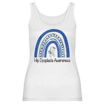 Hip Dysplasia Awareness Floral Blue White Ribbon Rainbow Women Tank Top | Favorety