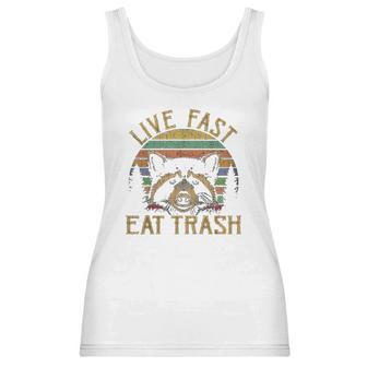 Live Fast Eat Trash Racoon Retro Vintage Trash Pandas Women Tank Top | Favorety