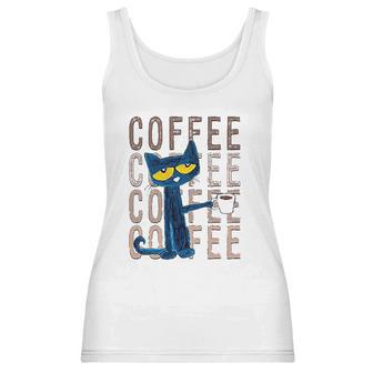 Pete The Cat Pete With Coffee Women Tank Top | Favorety