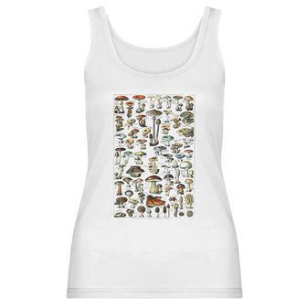 Vintage Mushrooms Chart Illustration Shroom Morel Hunter Women Tank Top | Favorety