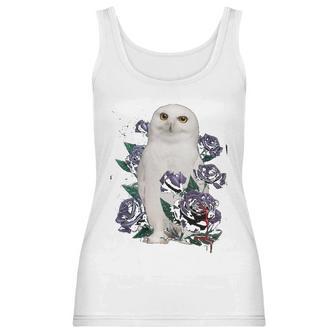 A White Owl And Purple Roses Women Tank Top | Favorety CA