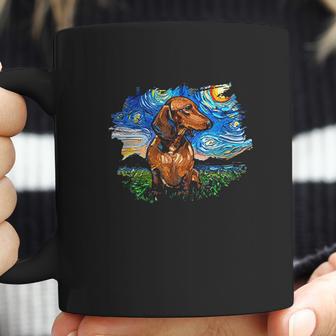 Brown Short Hair Dachshund Starry Night Dog Art By Aja Coffee Mug | Favorety DE