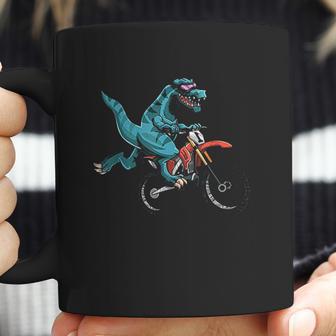 Funny Dino On Dirt Bike Trex Lover Rider Motorcycle Riding Coffee Mug | Favorety DE