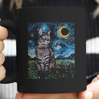 Gray Tabby Tiger Cat Starry Night Moon And Stars Art By Aja Coffee Mug | Favorety CA