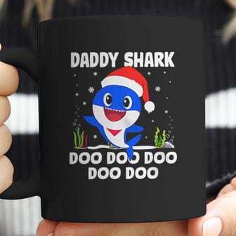 Men Daddy Shark With Santa Claus Hat Family Pajama Coffee Mug | Favorety AU