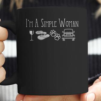 Im A Simple Woman That Loves Wine Flip Flops Dogs And Jeeps Coffee Mug | Favorety DE