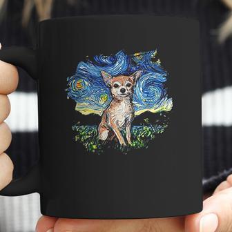 Tan Chihuahua Starry Night Impressionist Dog Art Coffee Mug | Favorety DE