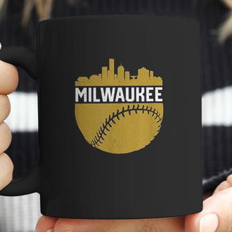 Vintage Downtown Milwaukee Wisconsin Skyline Baseball Coffee Mug | Favorety UK