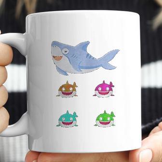 Cute Daddy Shark And Sons Best Christmas Gifts For Dad Coffee Mug | Favorety