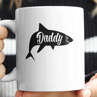 Daddy Shark In Black Dad Birthday Gifts Coffee Mug | Favorety DE