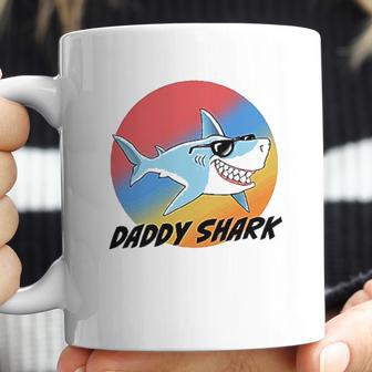 Daddy Shark With Sunglasses Dad Birthday Gifts Coffee Mug | Favorety