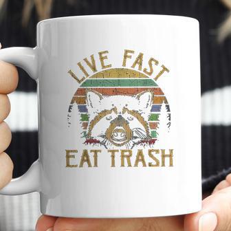 Live Fast Eat Trash Racoon Retro Vintage Trash Pandas Coffee Mug | Favorety UK