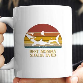 Vintage Best Mommy Shark Ever Gift For Mom Christmas Mom Gift Coffee Mug | Favorety