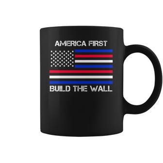 America First Build The Wall Flag Coffee Mug | Favorety