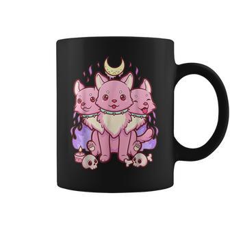 Anime Kawaii Pastel Goth Cute Creepy 3 Headed Dog Men Women T-Shirt Graphic Print Casual Unisex Tee Coffee Mug | Favorety UK