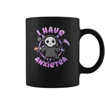 I Have Anxiety I Tea Time I Kawaii Pastel Goth Grim Reaper Coffee Mug | Favorety DE