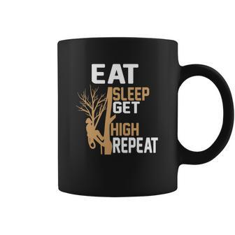 Arborist Tree Climber Eat Sleep Get High Tree Climbing Hobby Coffee Mug | Favorety