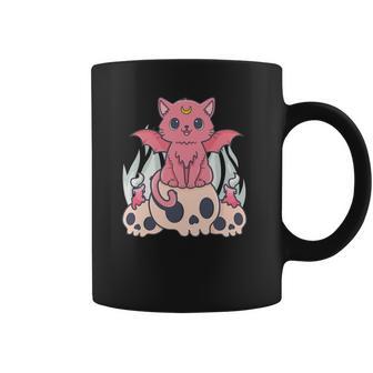 Bat Cat Kawaii Pastel Goth Cute Skulls Gift Cat Lover Coffee Mug | Favorety UK