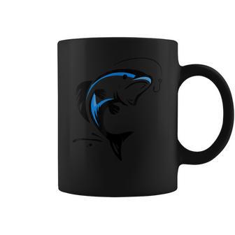 Big Blue Fish Jumping Out Of Water Biting Hook Fishing Coffee Mug | Favorety DE