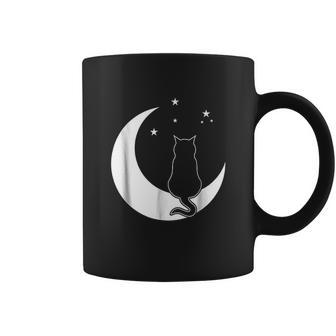 Black Cat On The Crescent Moon By The Starlight Coffee Mug | Favorety CA