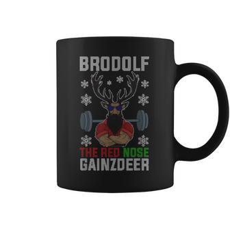 Brodolf The Red Nose Gainzdeer Gym Ugly Christmas Coffee Mug | Favorety AU