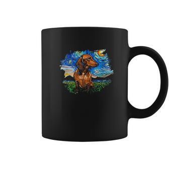 Brown Short Hair Dachshund Starry Night Dog Art By Aja Coffee Mug | Favorety DE