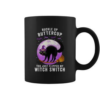 Buckle Up Buttercup Scary Halloween Black Cat Costume Witch Coffee Mug | Favorety