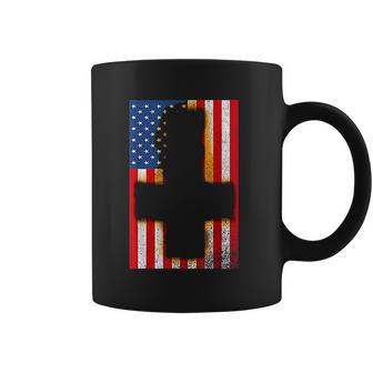 Burned Upside & Down Cross American Flag Satanism Coffee Mug | Favorety AU