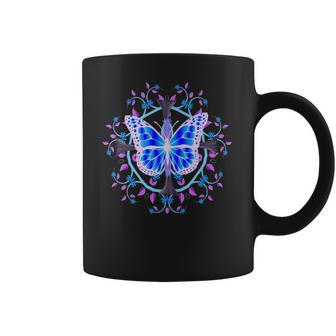 Butterfly Fantasy With Datura Bloom Mandala Design For Women Coffee Mug | Favorety DE