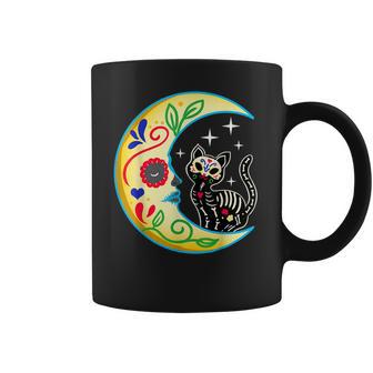 Cat Moon Sugar Skull Dia De Los Muertos Day Of He Dead Coffee Mug | Favorety DE