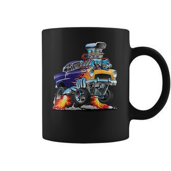 Classic Funny Fifties Muscle Car Hot Rod Dragster Cartoon Coffee Mug | Favorety UK