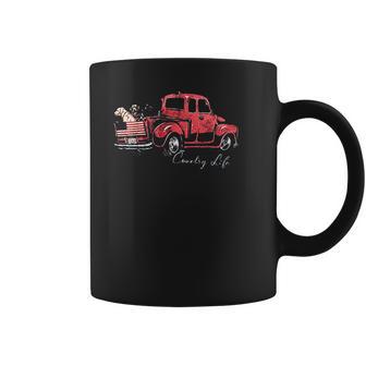 Country Life Outfitters Truck Dogs American Flag Indigo Coffee Mug | Favorety CA