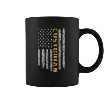 Custodian American Flag Usa Janitor School Coffee Mug | Favorety DE