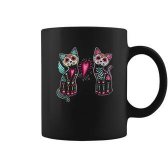 Day Of The Dead Cats Cat Lovers Dia De Los Muertos Coffee Mug | Favorety UK