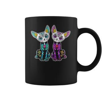 Day Of Dead Sugar Cats Skeleton Skull Coffee Mug | Favorety UK