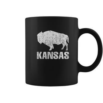 Distressed Kansas State And American Buffalo Bison Coffee Mug | Favorety AU