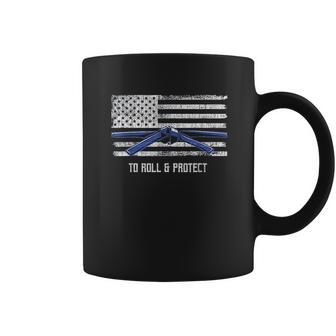 Distressed Police Thin Blue Line Jiu Jitsu Coffee Mug | Favorety AU