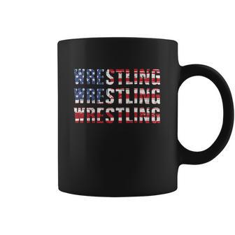 Distressed Usa Wrestling Gift American Flag Gift Coffee Mug | Favorety