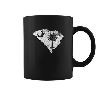 Distressed White South Carolina State Flag Outline Coffee Mug | Favorety DE