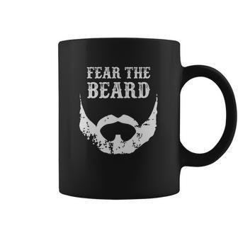 Fear The Beard Tee Distressed Retro Beard &Ampamp Mustache White Coffee Mug | Favorety AU