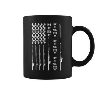 Here Fishy American Flag Coffee Mug | Favorety