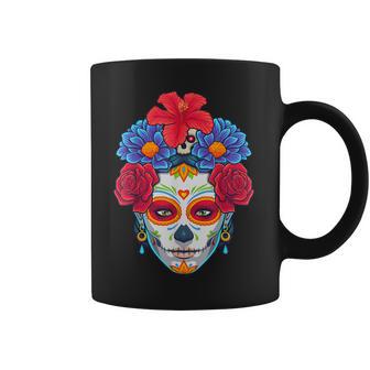 Floral Sugar Skull Day Of The Dead Dia De Muertos Women Coffee Mug | Favorety