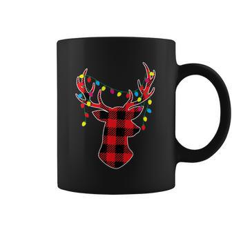 Funny Classic Red & Black Christmas Buffalo Plaid Deer Coffee Mug | Favorety CA